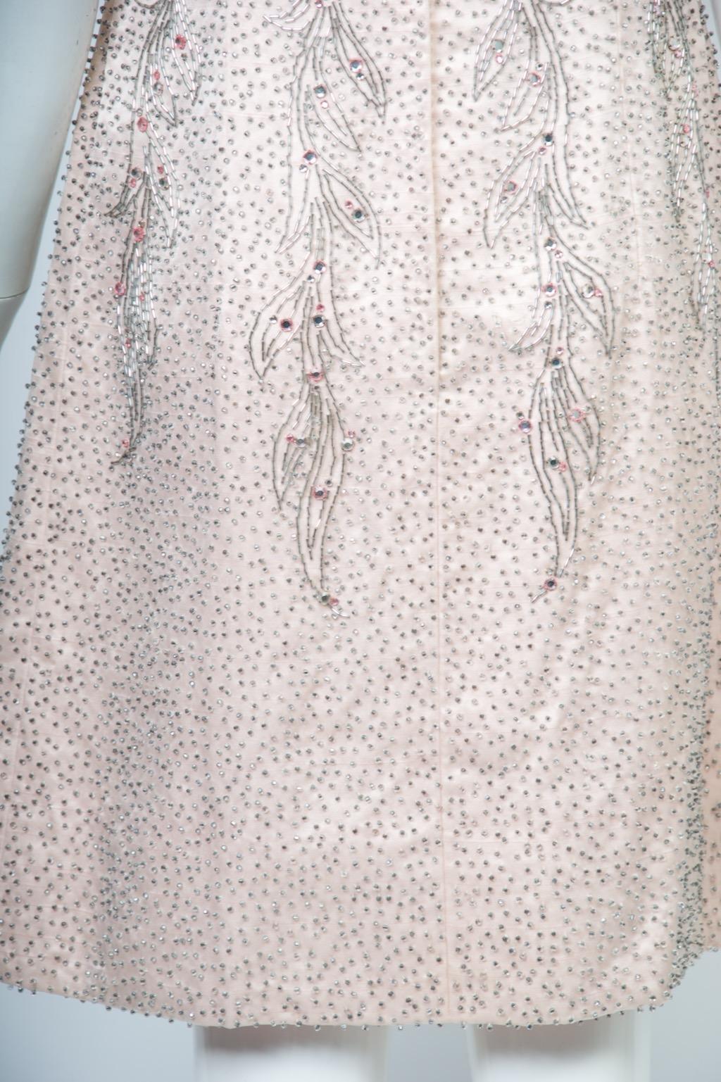 Malcom Starr 1960er Rosa perlenbesetztes Kleid im Angebot 3