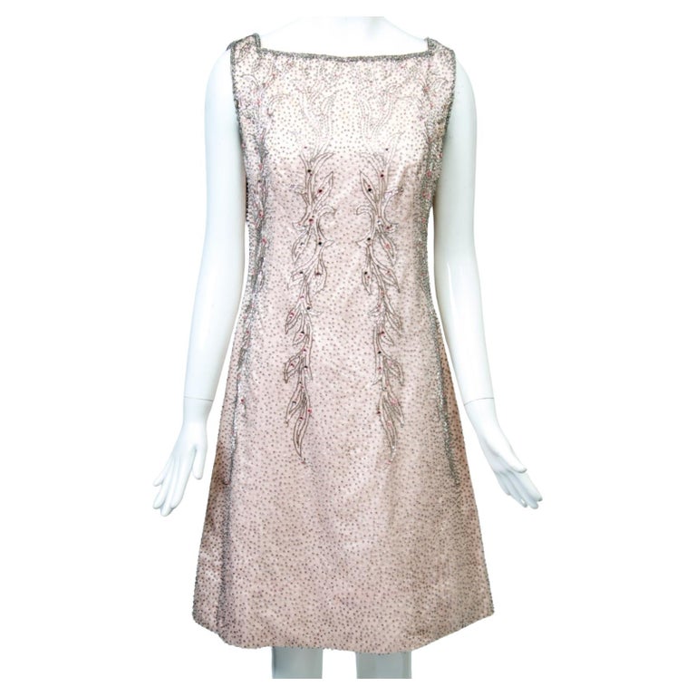 pale pink beaded dress Pale Pink Satin Beaded Mermaid V-neck Prom Dress Off Shoulder Evening Gowns main image 1