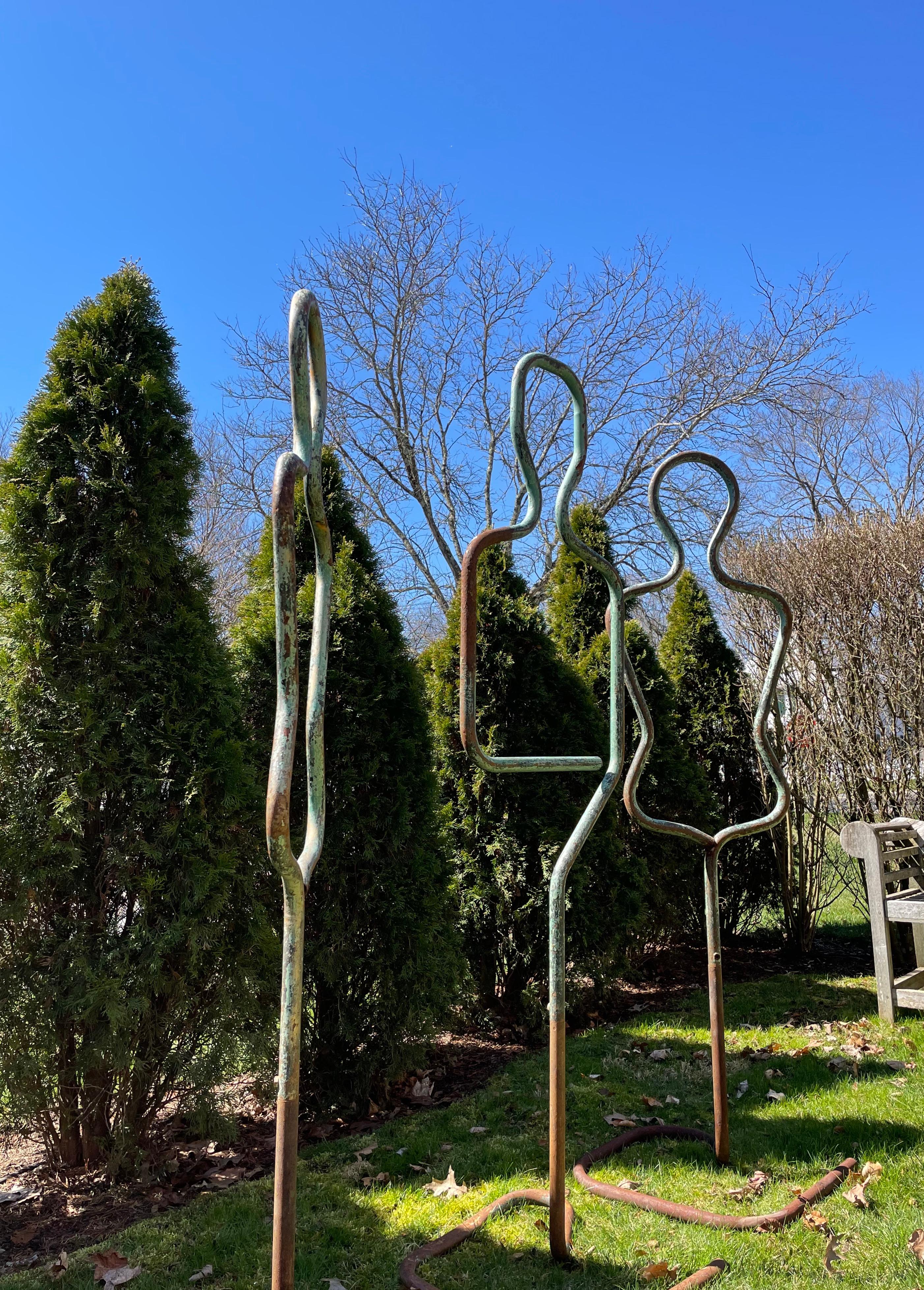 Male and Female French Tubular Iron Mannequins Perfect for Garden Trellises In Good Condition In Woodbury, CT