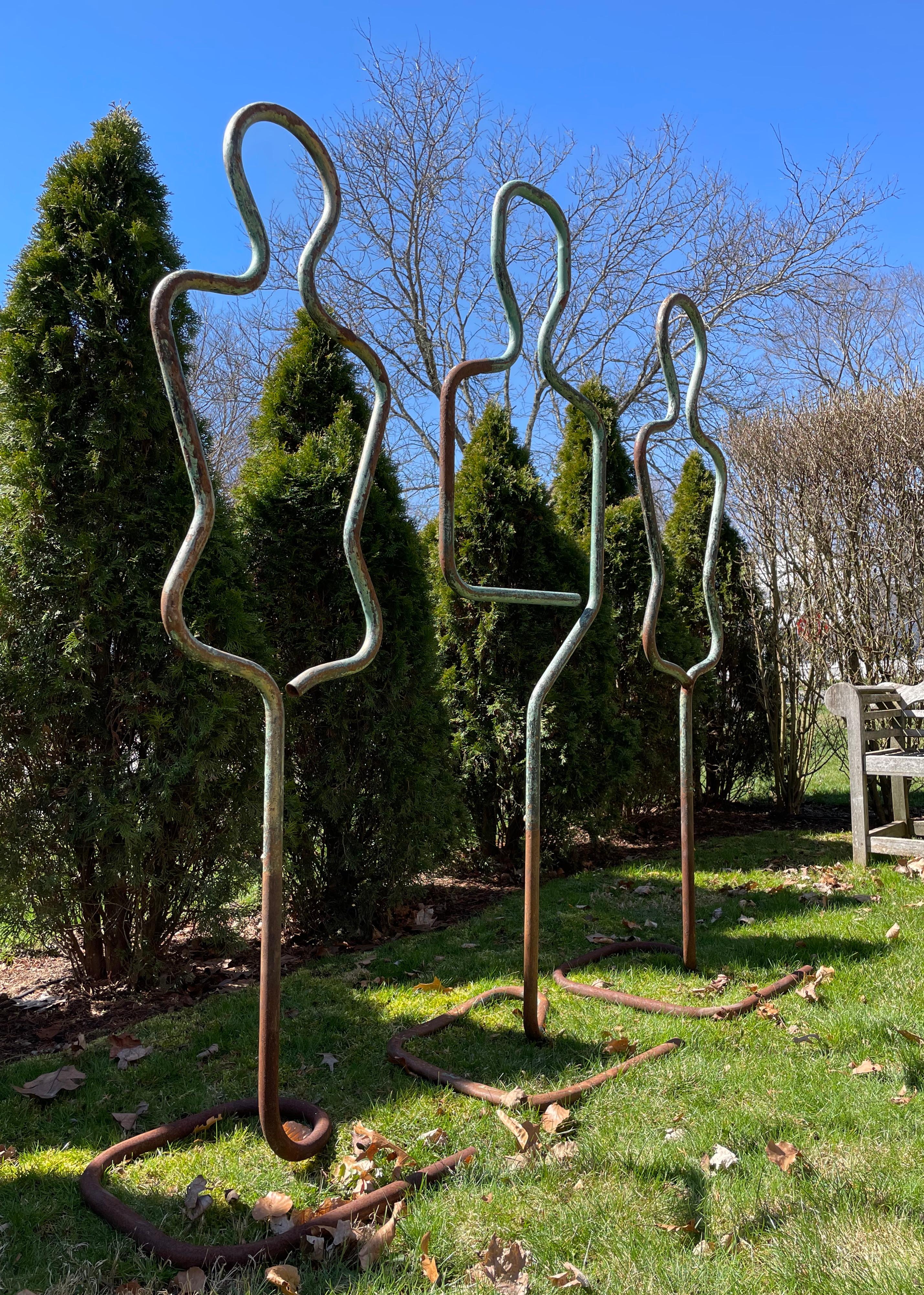 Male and Female French Tubular Iron Mannequins Perfect for Garden Trellises 1