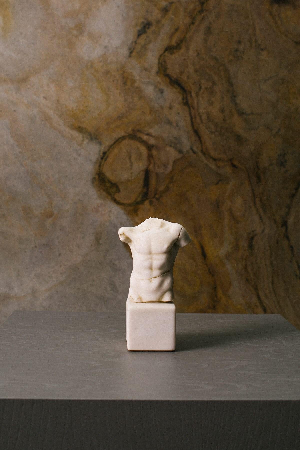 Contemporary Male and Female Torso Set Made with Compressed Marble Powder For Sale