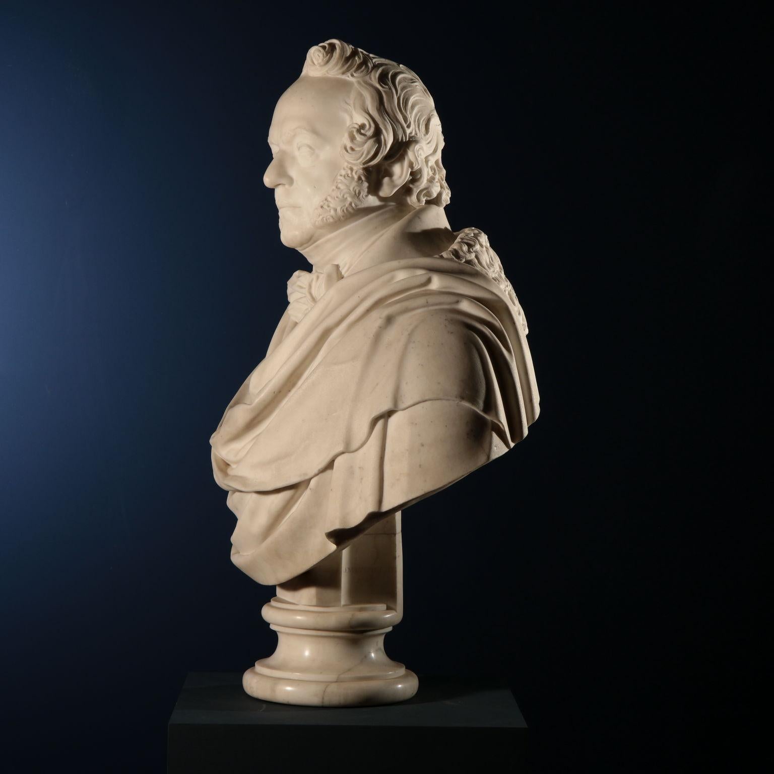 Italian Male Bust Marble Italy 1838 For Sale