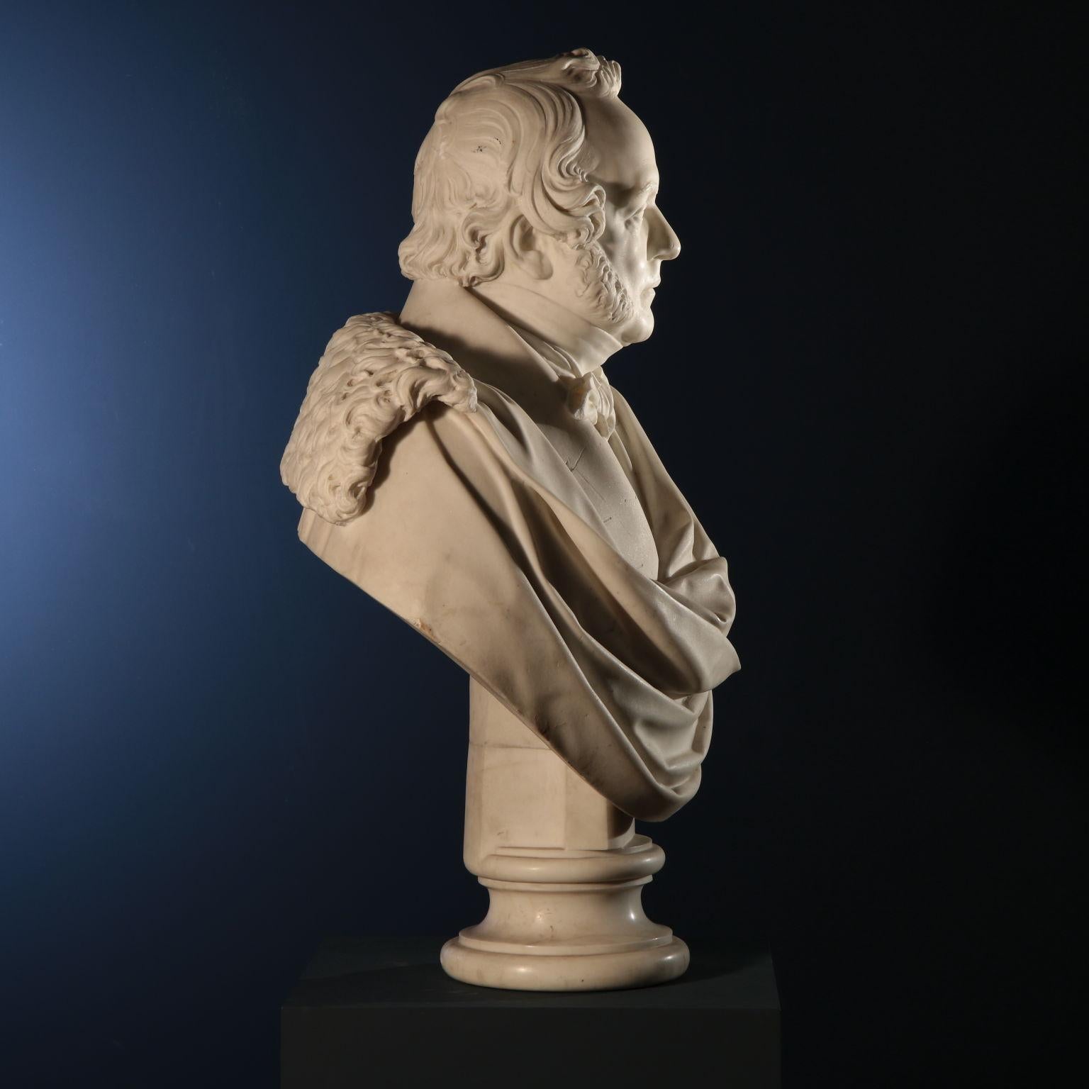 Marbre Le buste masculin en marbre Italie 1838 en vente