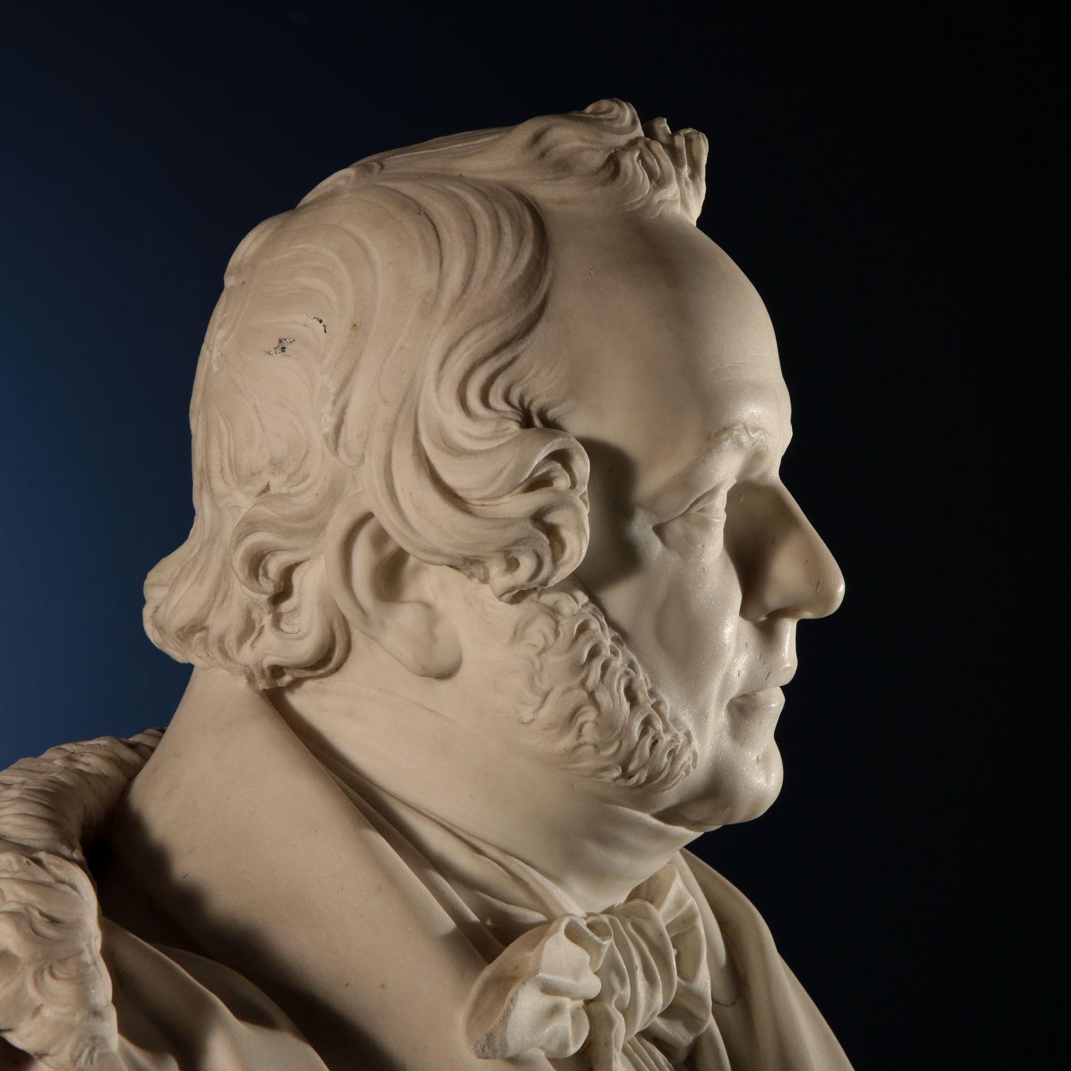 Le buste masculin en marbre Italie 1838 en vente 1