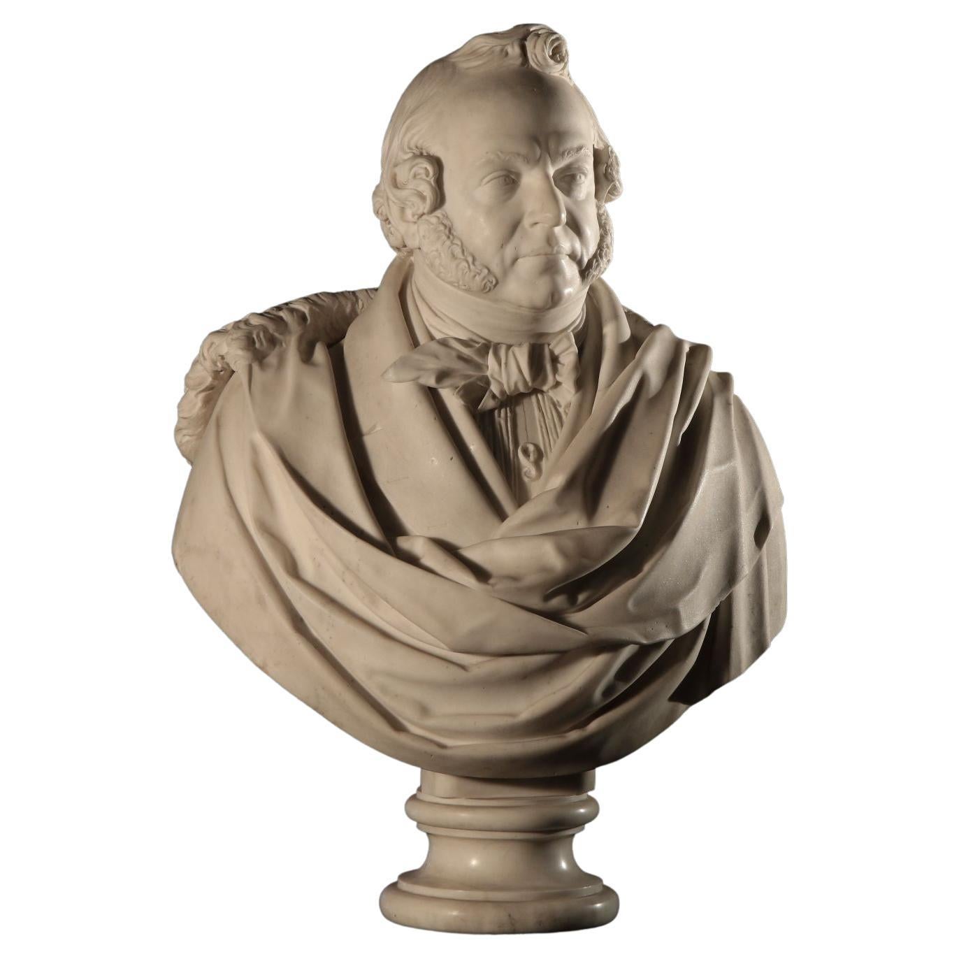 Male Bust Marble Italy 1838 For Sale