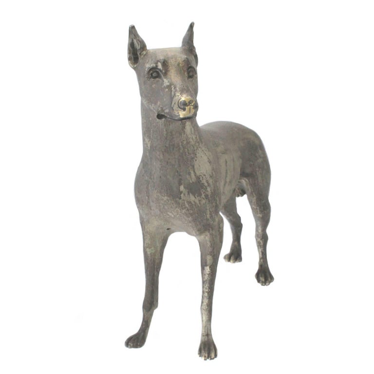 Male Doberman Dog Sculpture in Silver For Sale at 1stDibs silver