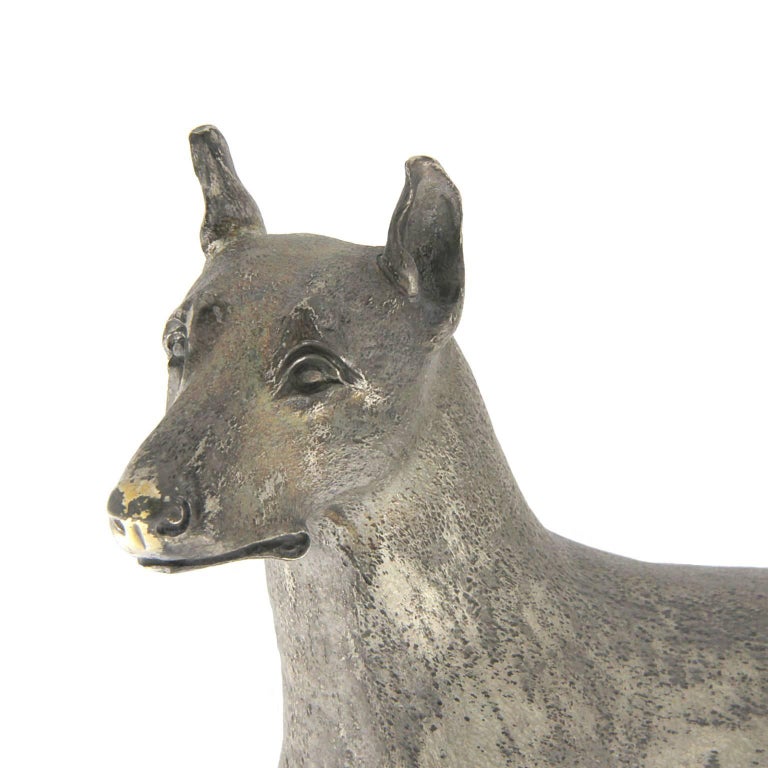 Male Doberman Dog Sculpture in Silver For Sale at 1stDibs silver