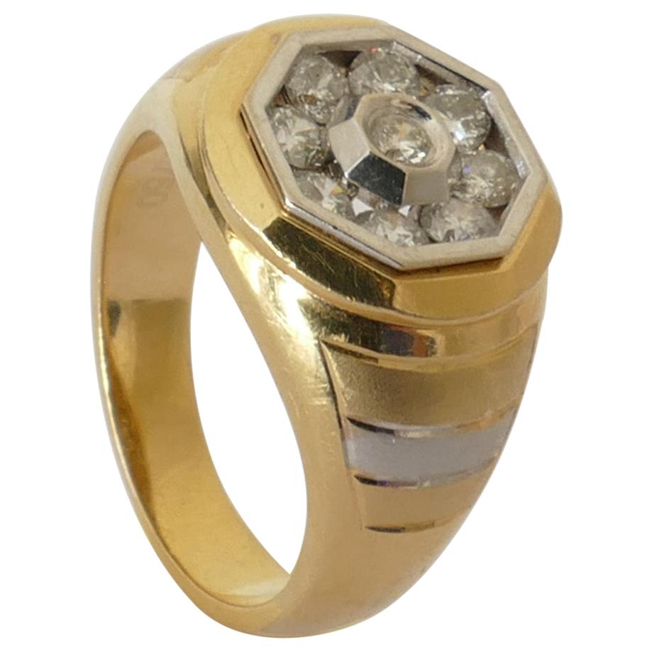 Male/Female 18 Carat Yellow and White Gold Diamond Ring