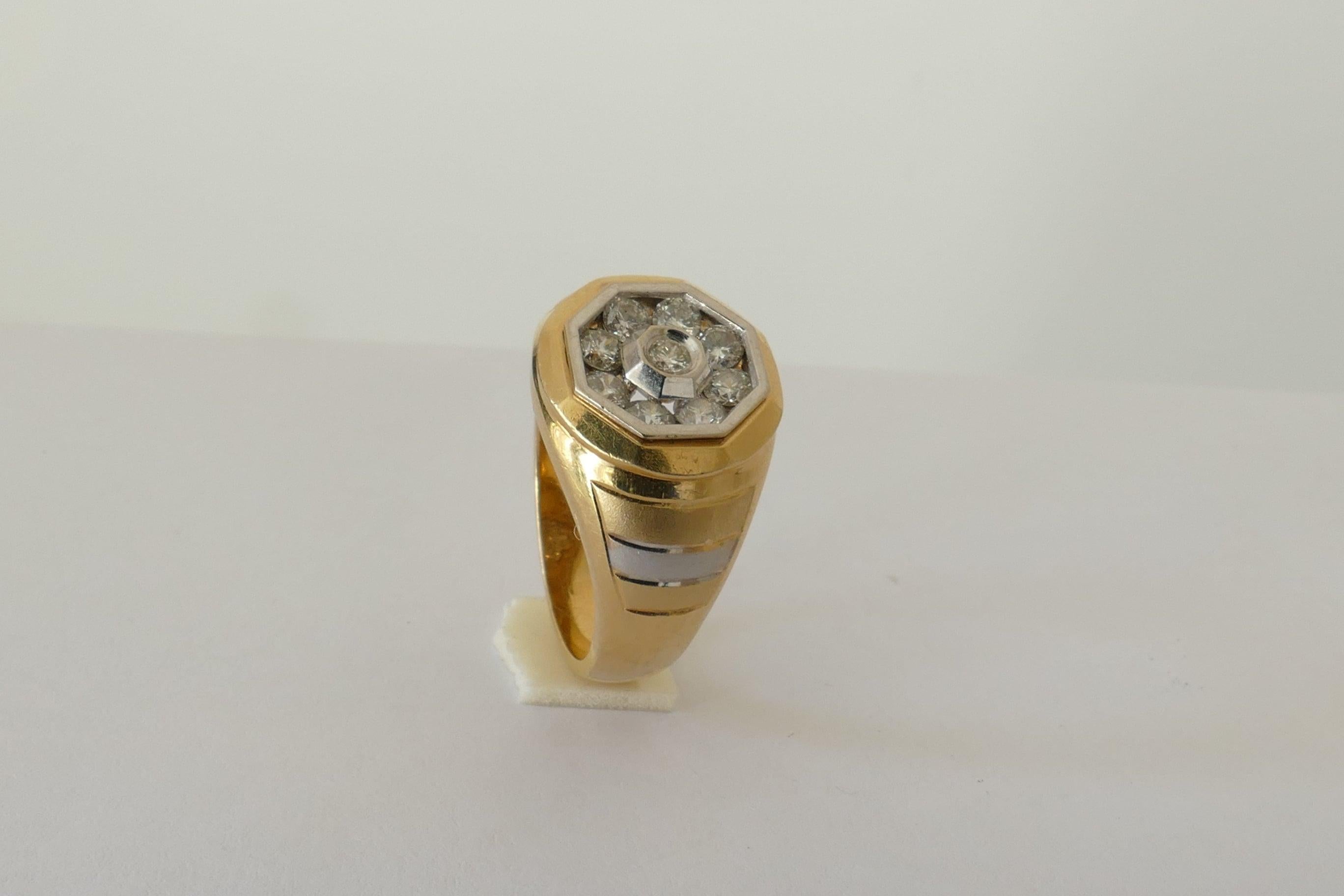 Male/Female 18 Carat Yellow and White Gold Diamond Ring In Excellent Condition In Splitter's Creek, NSW