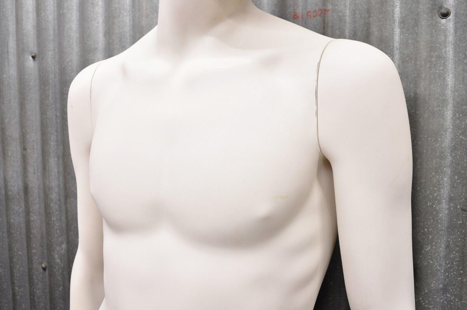 Male Fiberglass White Matte Finish Full Body Display Mannequin by Almax (A) In Good Condition For Sale In Philadelphia, PA