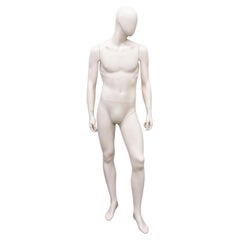 Used Male Fiberglass White Matte Finish Full Body Display Mannequin by Almax 'a'