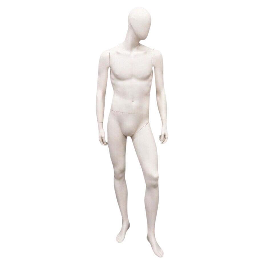Male Fiberglass White Matte Finish Full Body Display Mannequin by Almax (A) For Sale