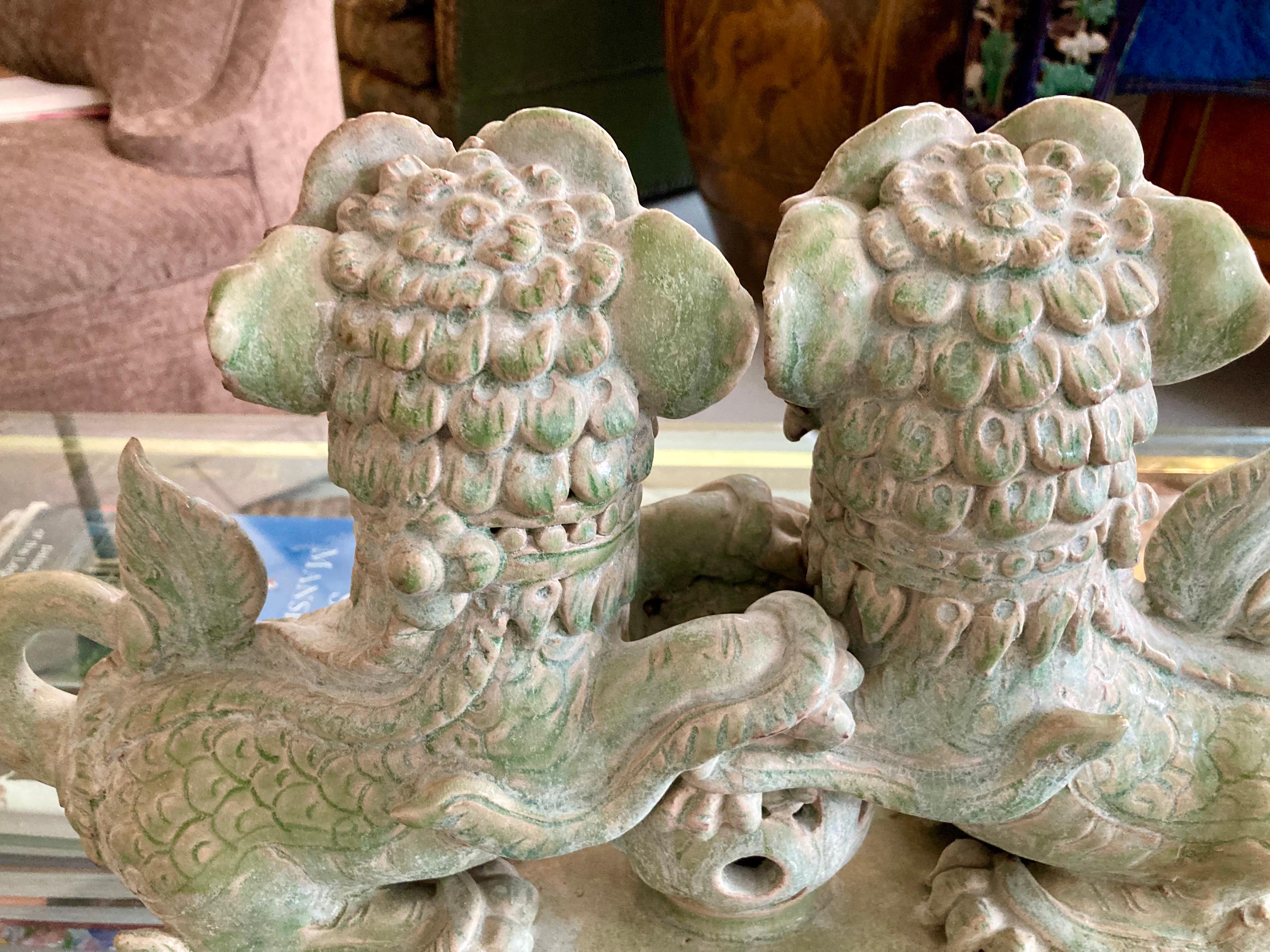 Male Foo Dogs Holding the Earth For Sale 5