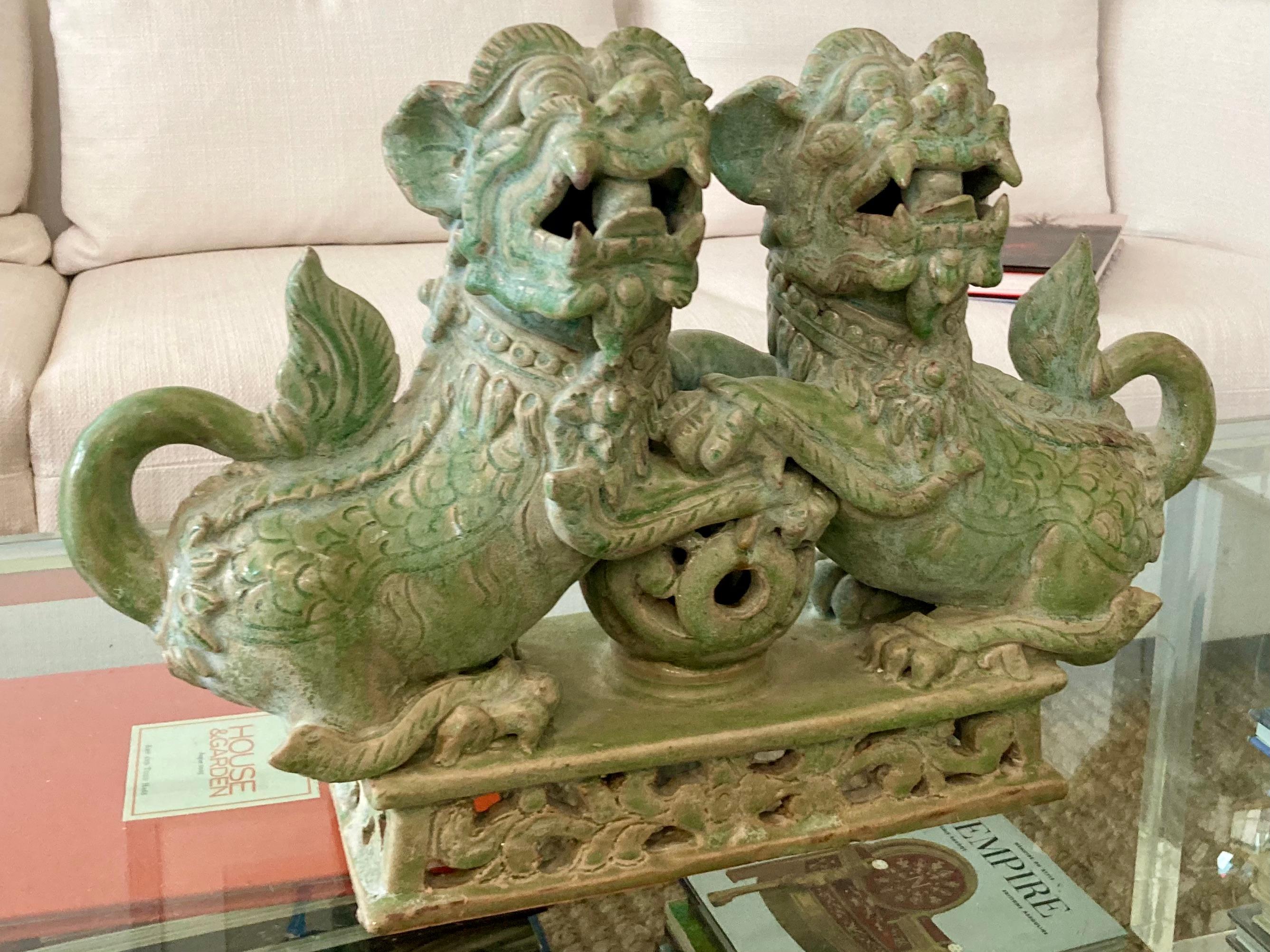 Other Male Foo Dogs Holding the Earth For Sale
