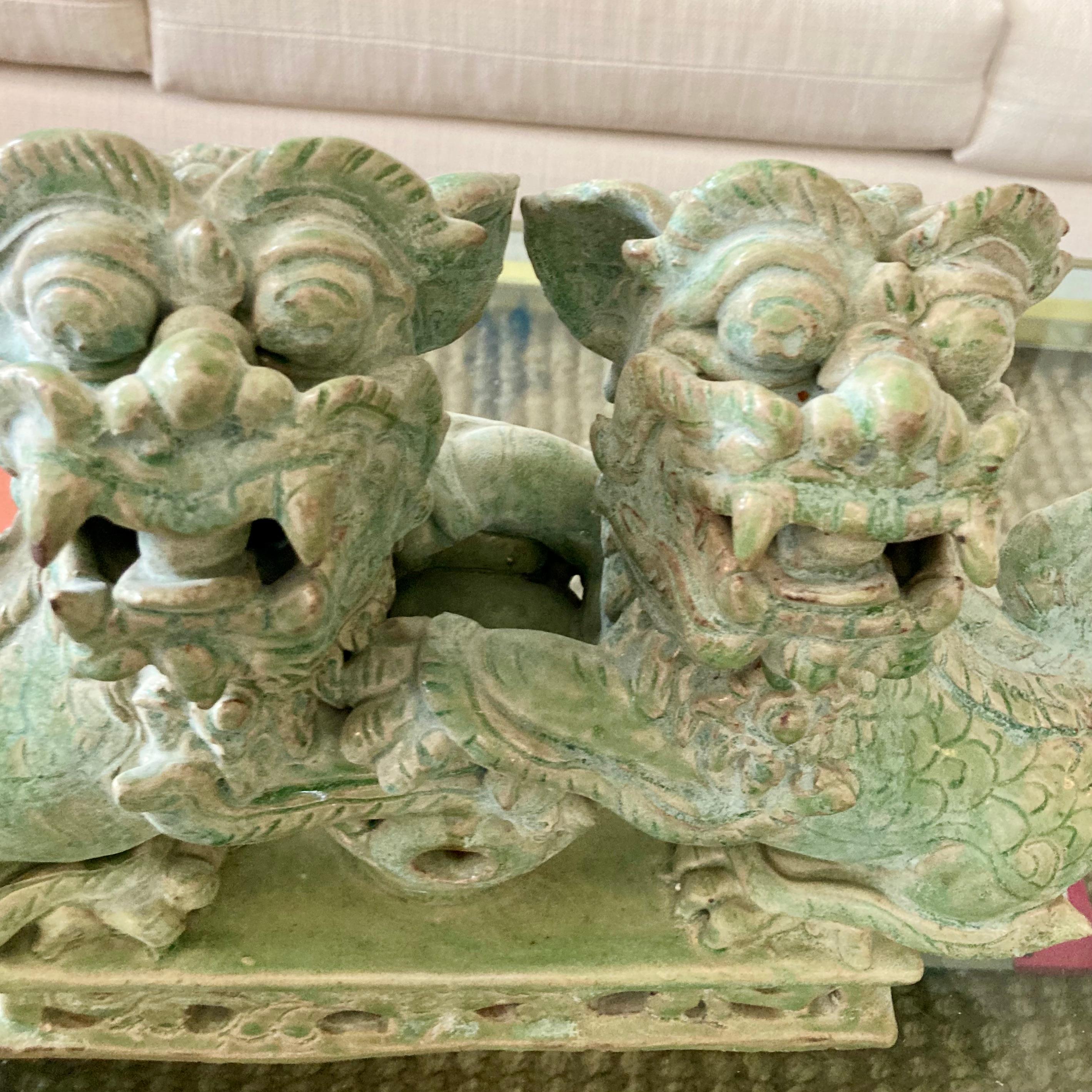 Male Foo Dogs Holding the Earth For Sale 2