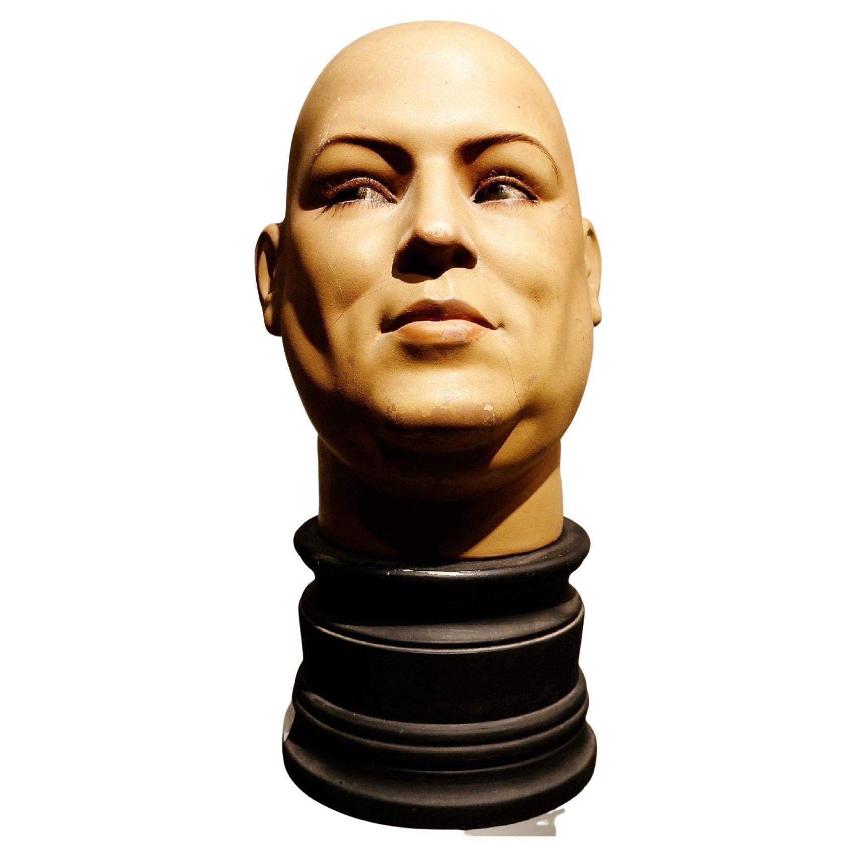 Male Mannequin Head for Millinery or Store Display For Sale