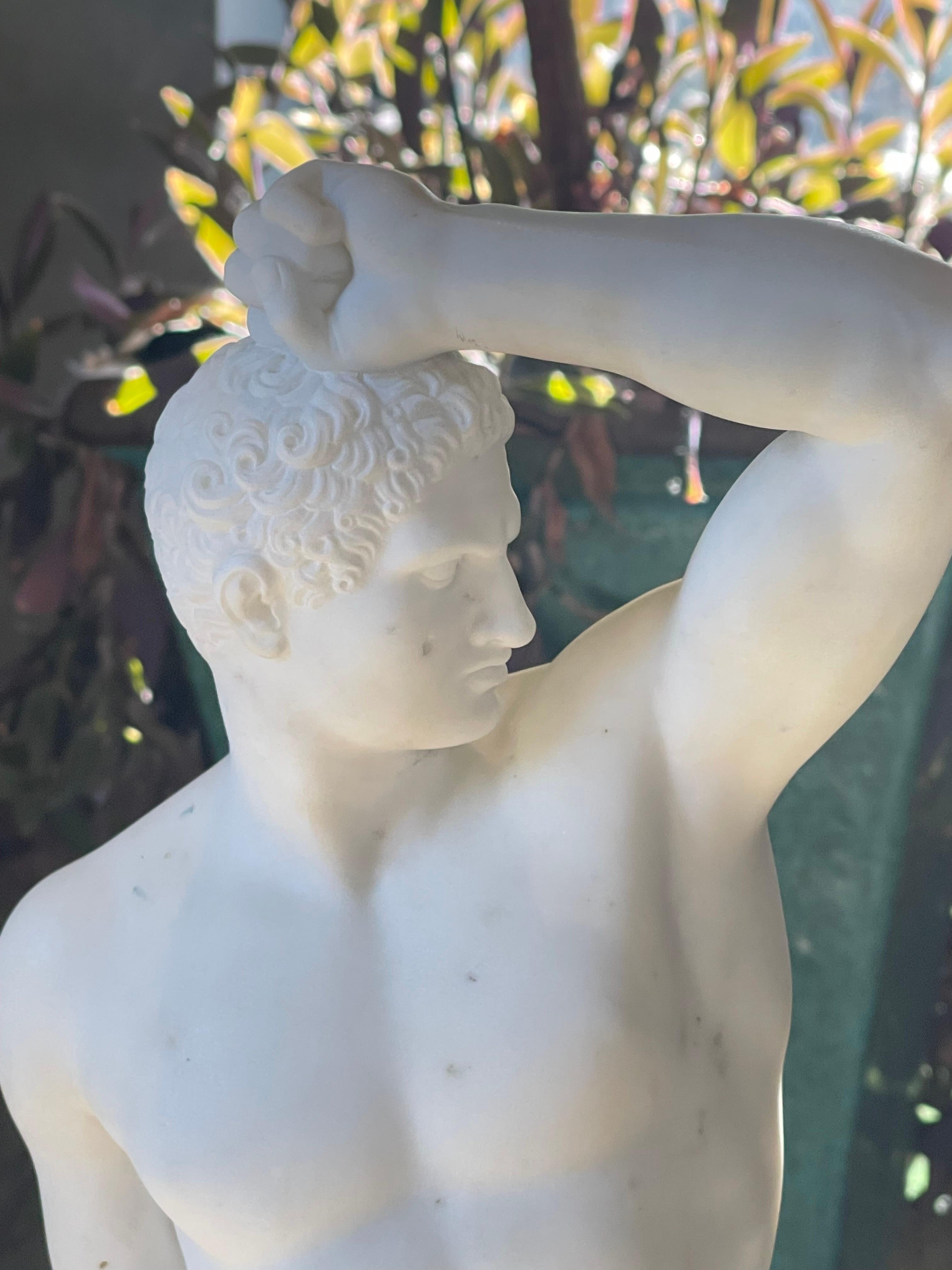 A Roman Classical Nude Male Marble Sculpture  For Sale 5