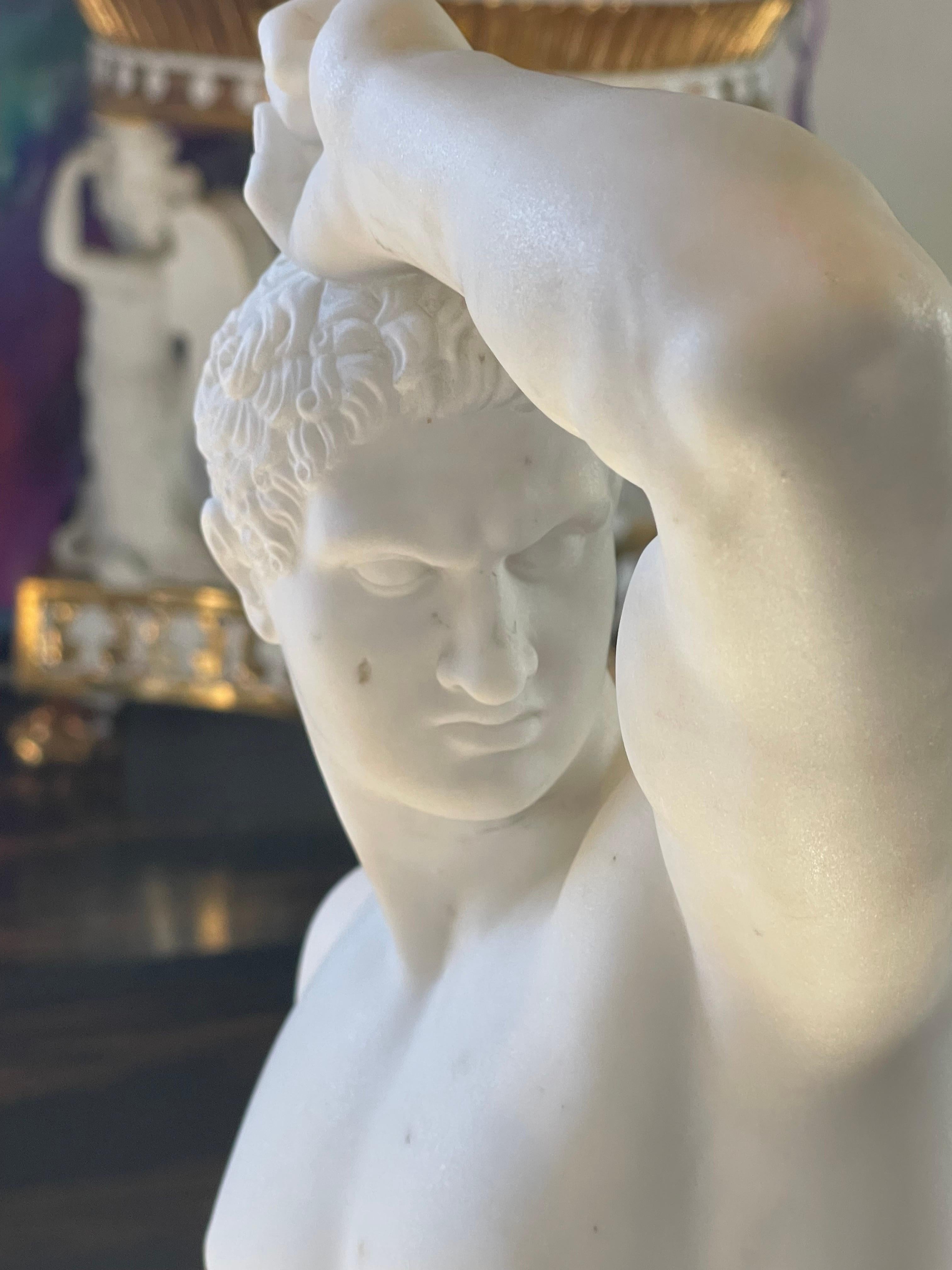 A Roman Classical Nude Male Marble Sculpture  For Sale 6