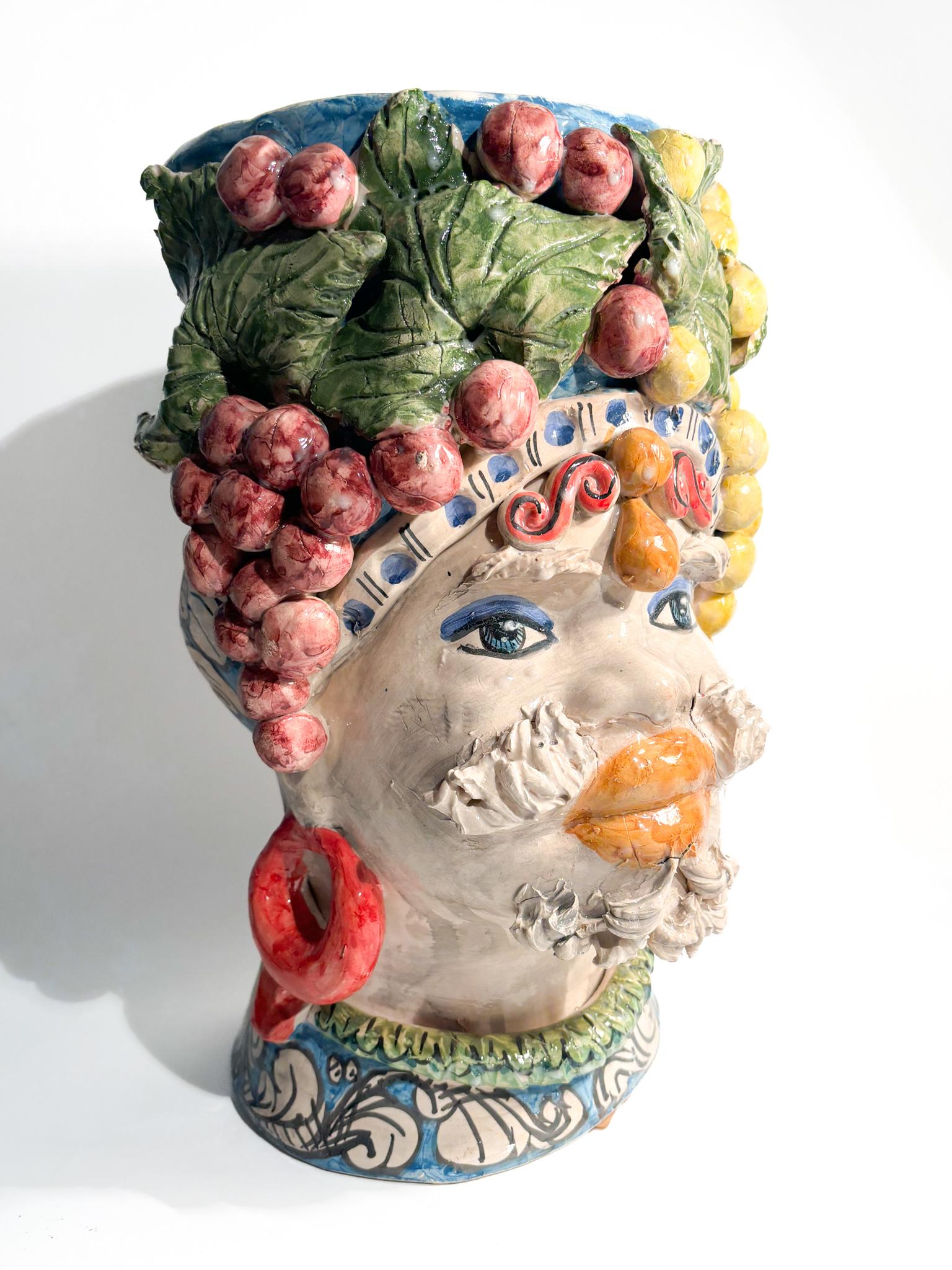 Male Moor's Head from Caltagirone by Ceramiche Germani from the 90s For Sale 2