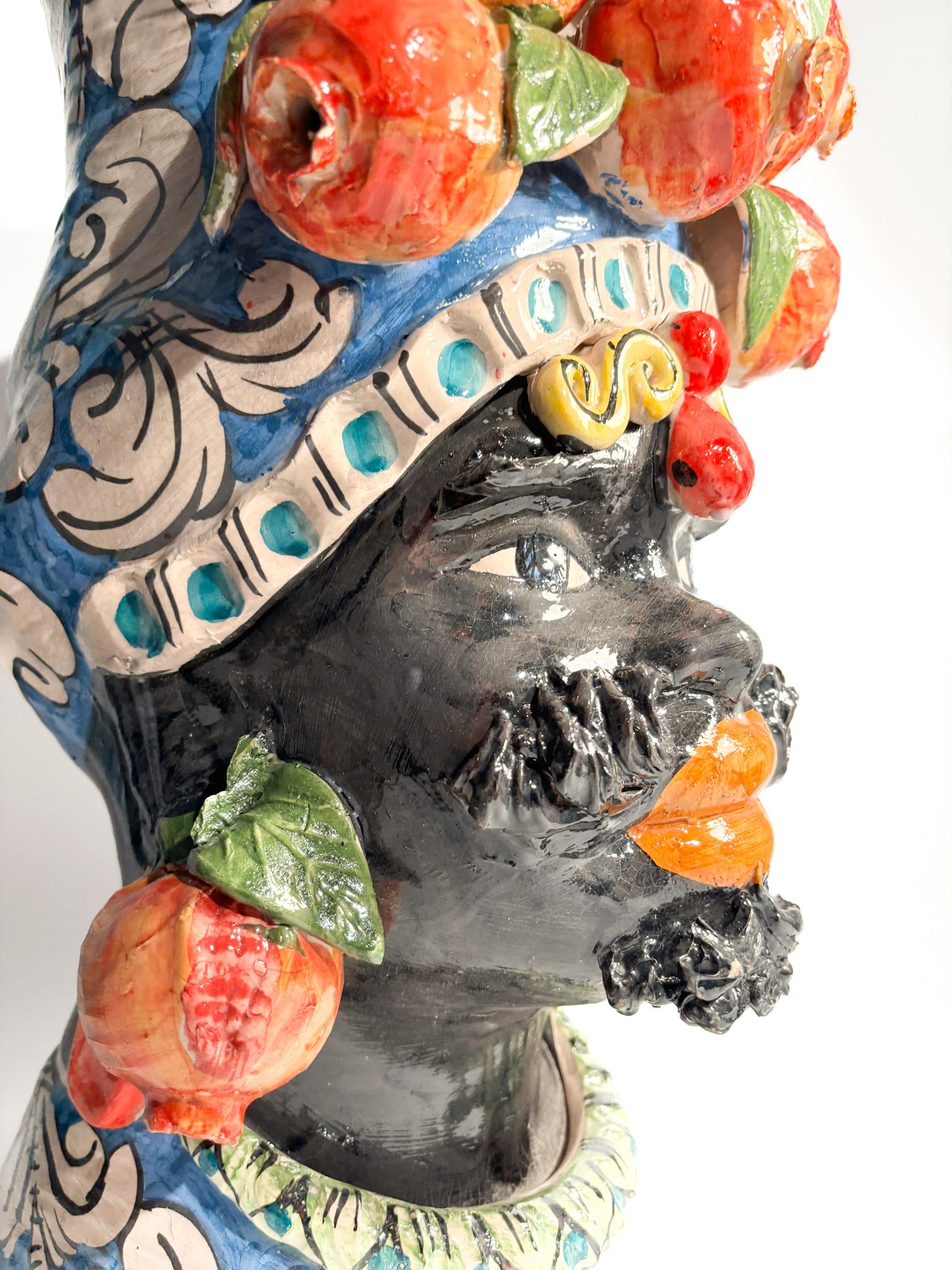Male Moor's Head from Caltagirone by Ceramiche Germano from the 1990s For Sale 1