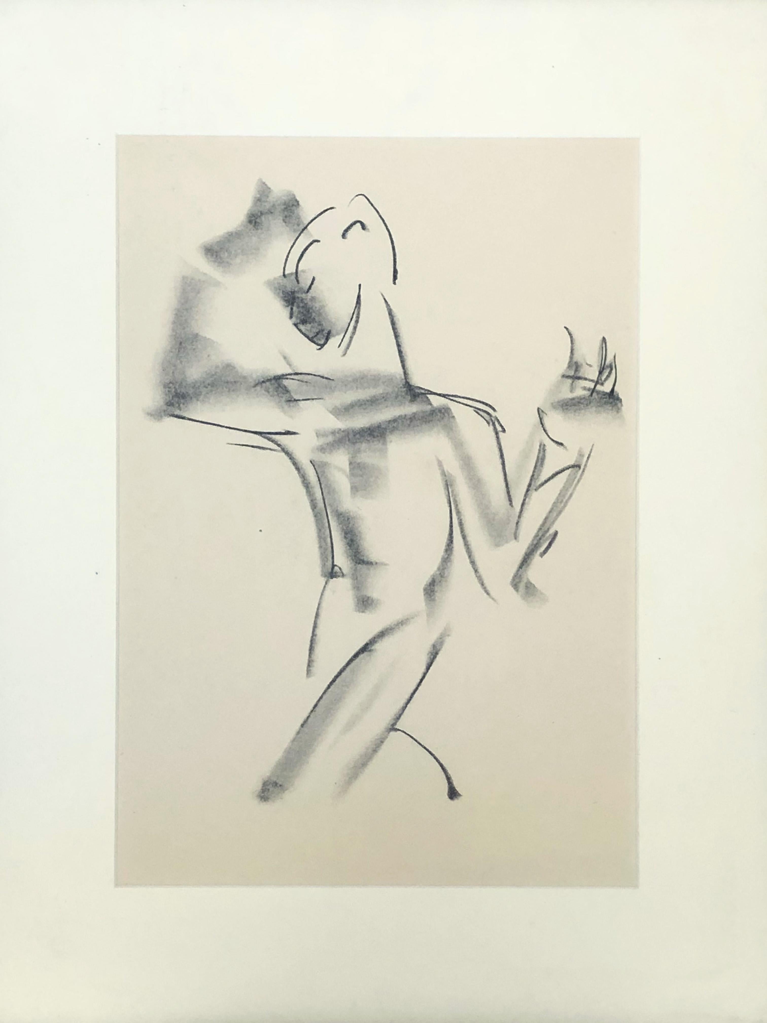 Dessin abstrait au fusain sur papier. Créée en combinant différentes textures et traits de fusain, cette esquisse crée une image dramatique d'un homme nu. Les lignes et leur position donnent au dessin du caractère et du mouvement. 

Propriété de