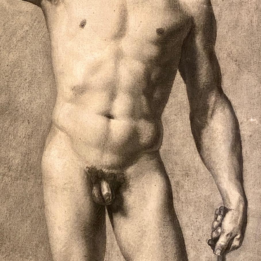 Male Nude Charcoal Sketch In Good Condition In New York, NY