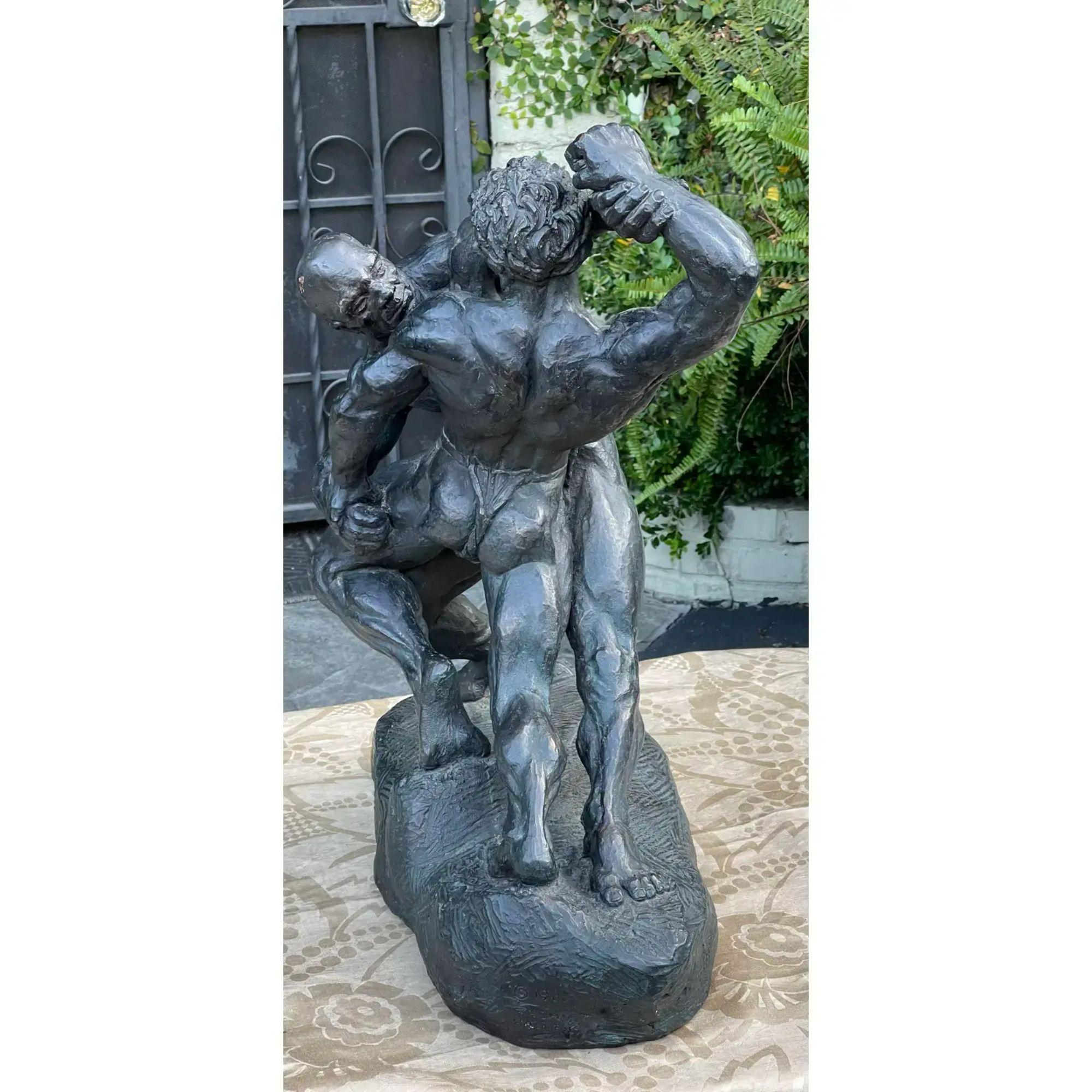 20th Century Male Nude Composition Sculpture of Wrestlers, 1990s