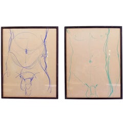 Male Nude Conte Crayon Drawings