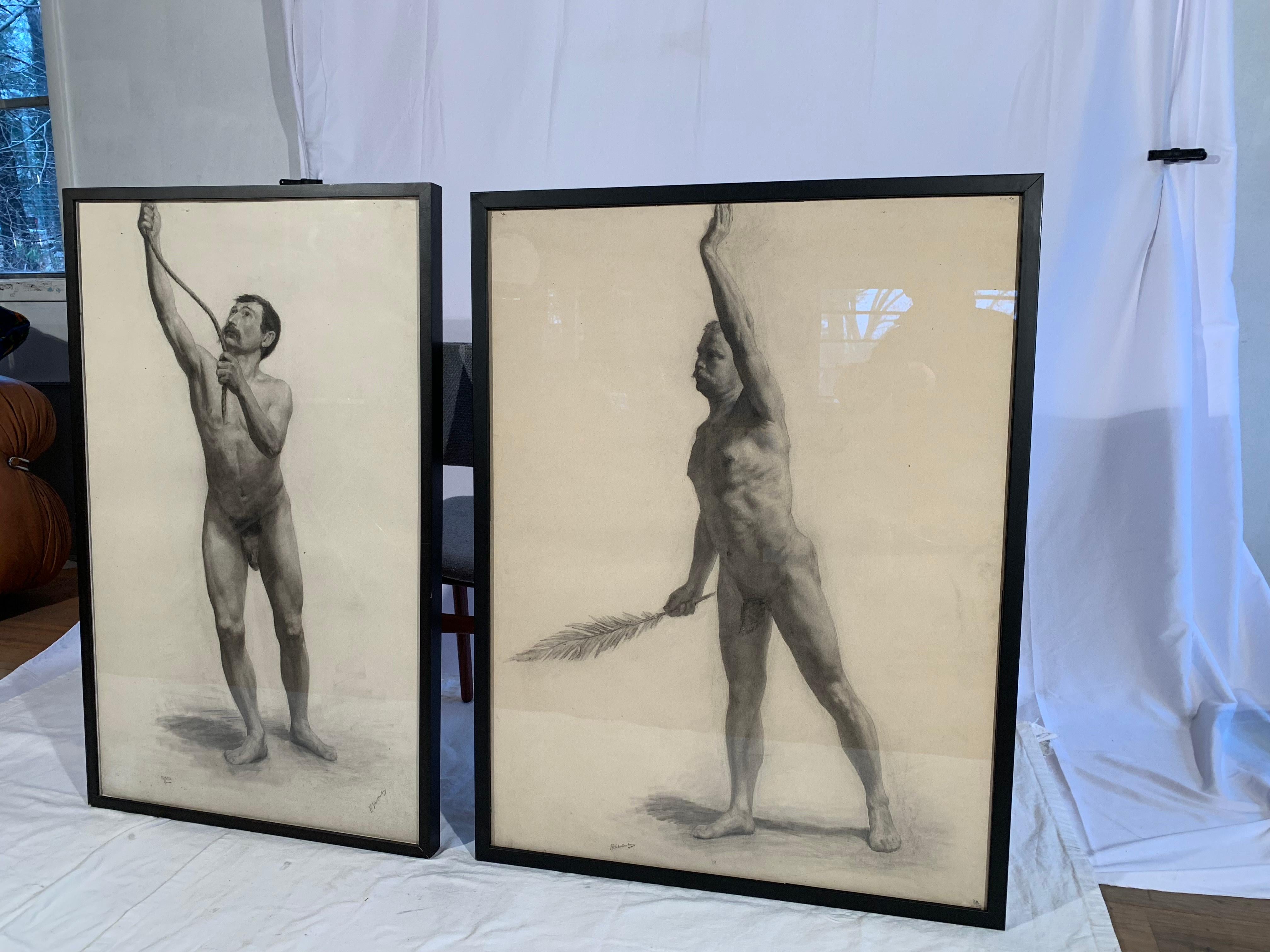 Male Nude Drawing by Hermanus Schellenberg, 1923 For Sale 8