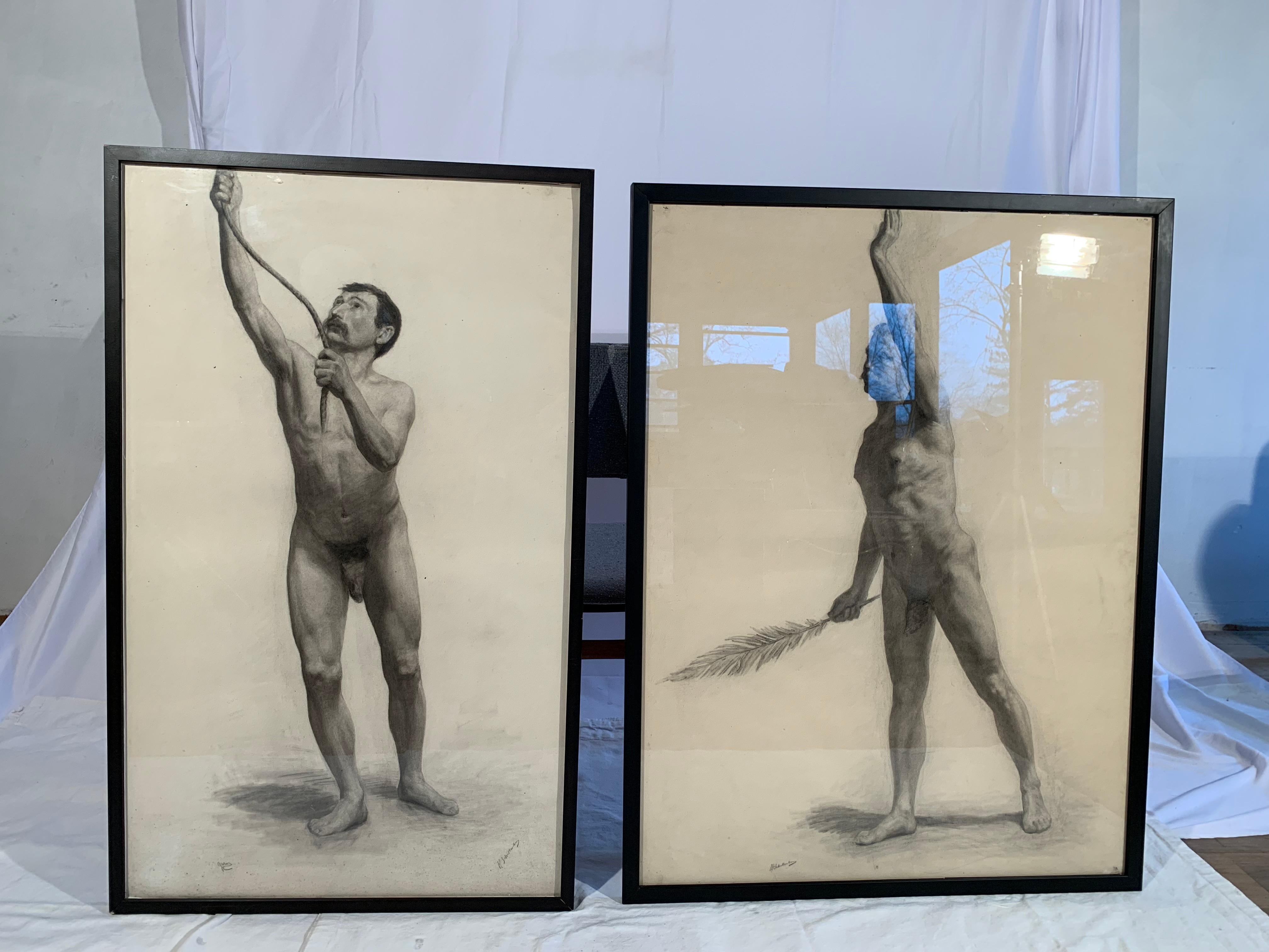 Male Nude Drawing by Hermanus Schellenberg, 1923 For Sale 2