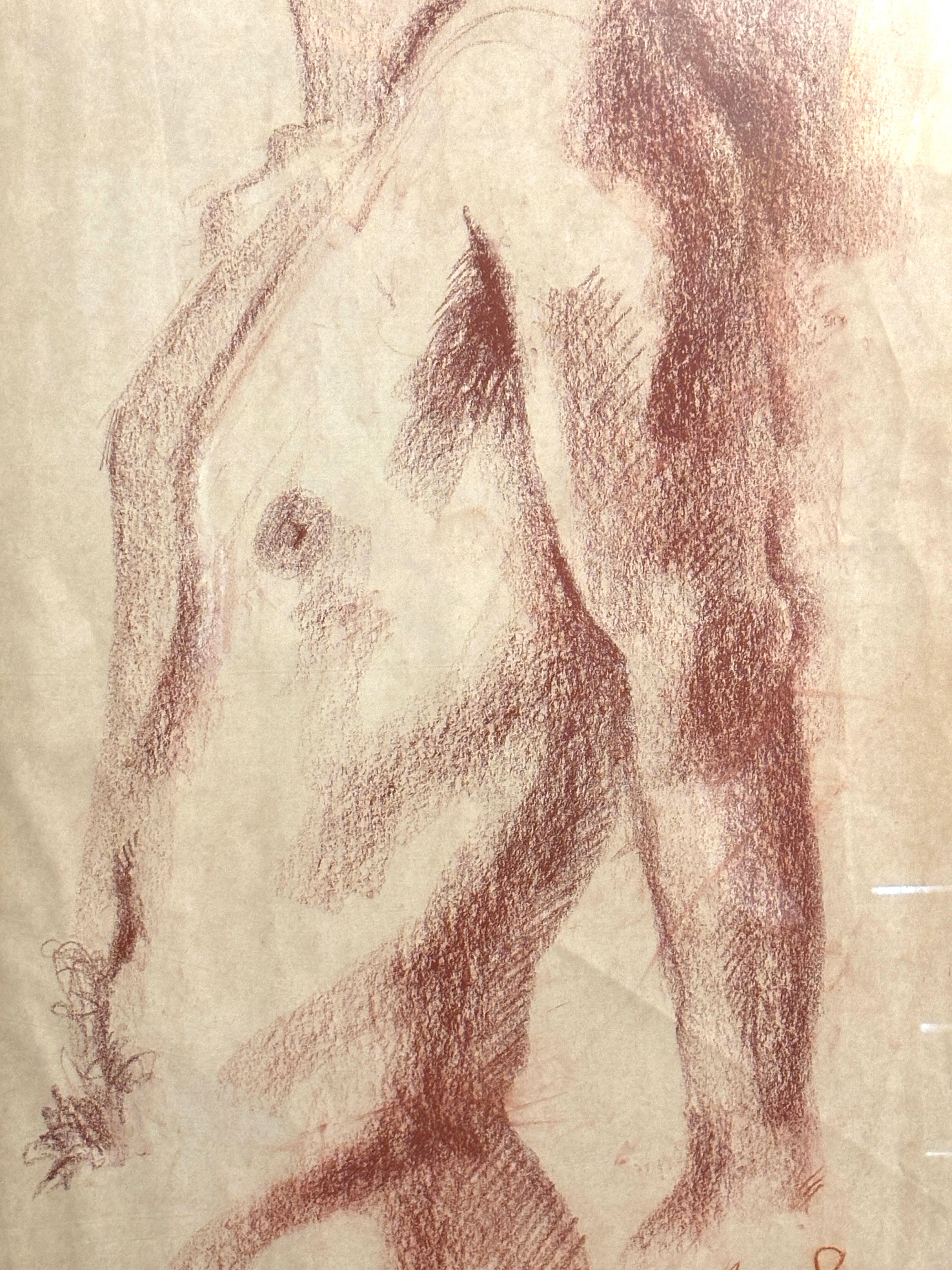 Stampa firmata di una figura maschile a matita rossa pastello. Un'interpretazione magistrale del busto di un uomo con firma.
Si prega di confermare la posizione NY o NJ