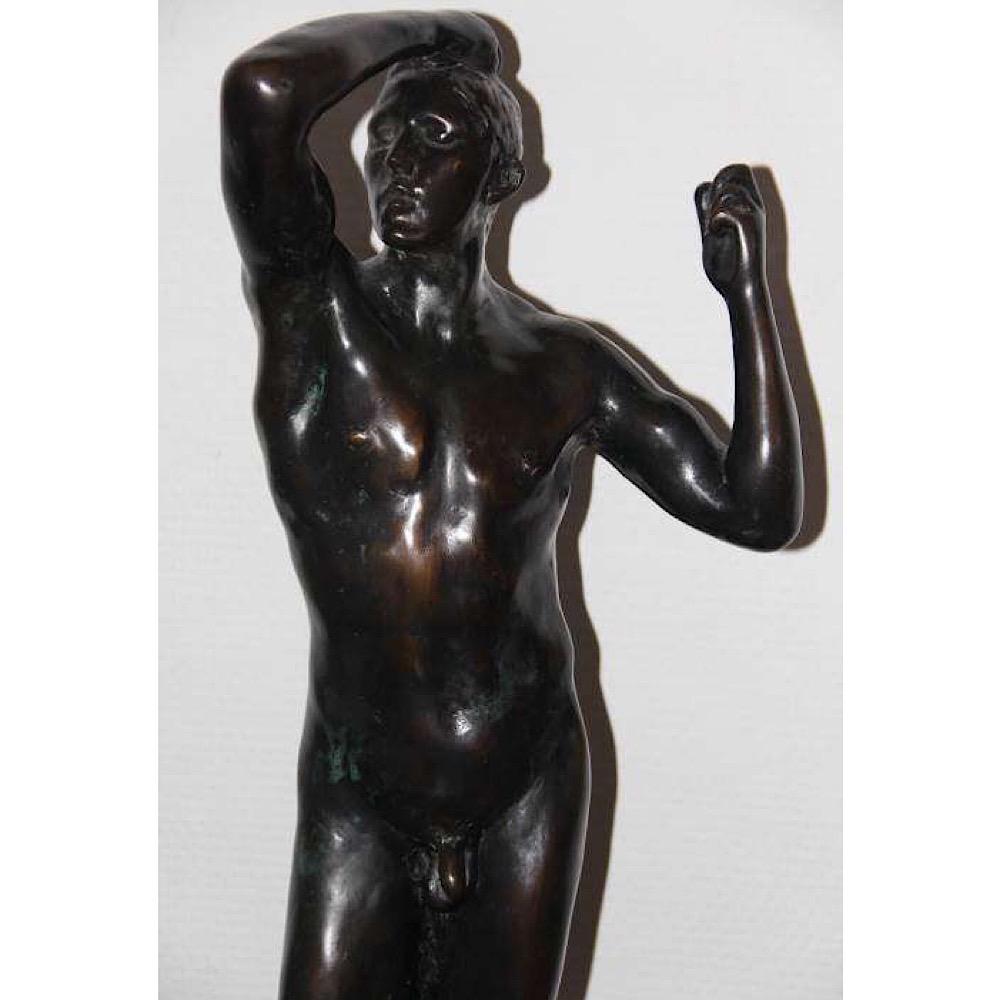 After Auguste Rodin bronze sculpture 
Male nude figure
Stamped and numbered 5 / 99
Measure: Height 63 cm
12 kg.