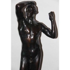 Male Nude Figure, after Auguste Rodin Bronze Sculpture, Numbered