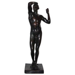 Male Nude Figure, after Auguste Rodin Bronze Sculpture, Numbered