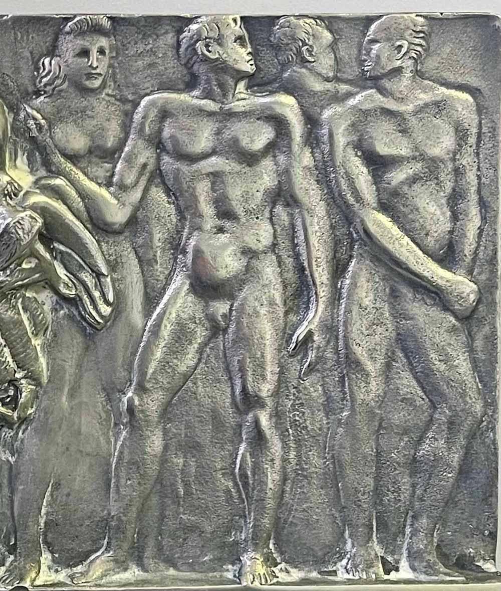 „Male Nude Fries“, Art-Déco-Skulptur-Paneel, Bertoni, Traction Avantgarde-Designer (Italienisch) im Angebot