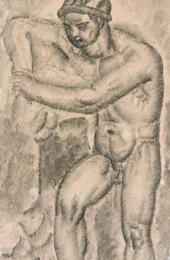 Nu masculin à la manière d'unubiste Art Déco-Cubiste par Lenoir, 1920