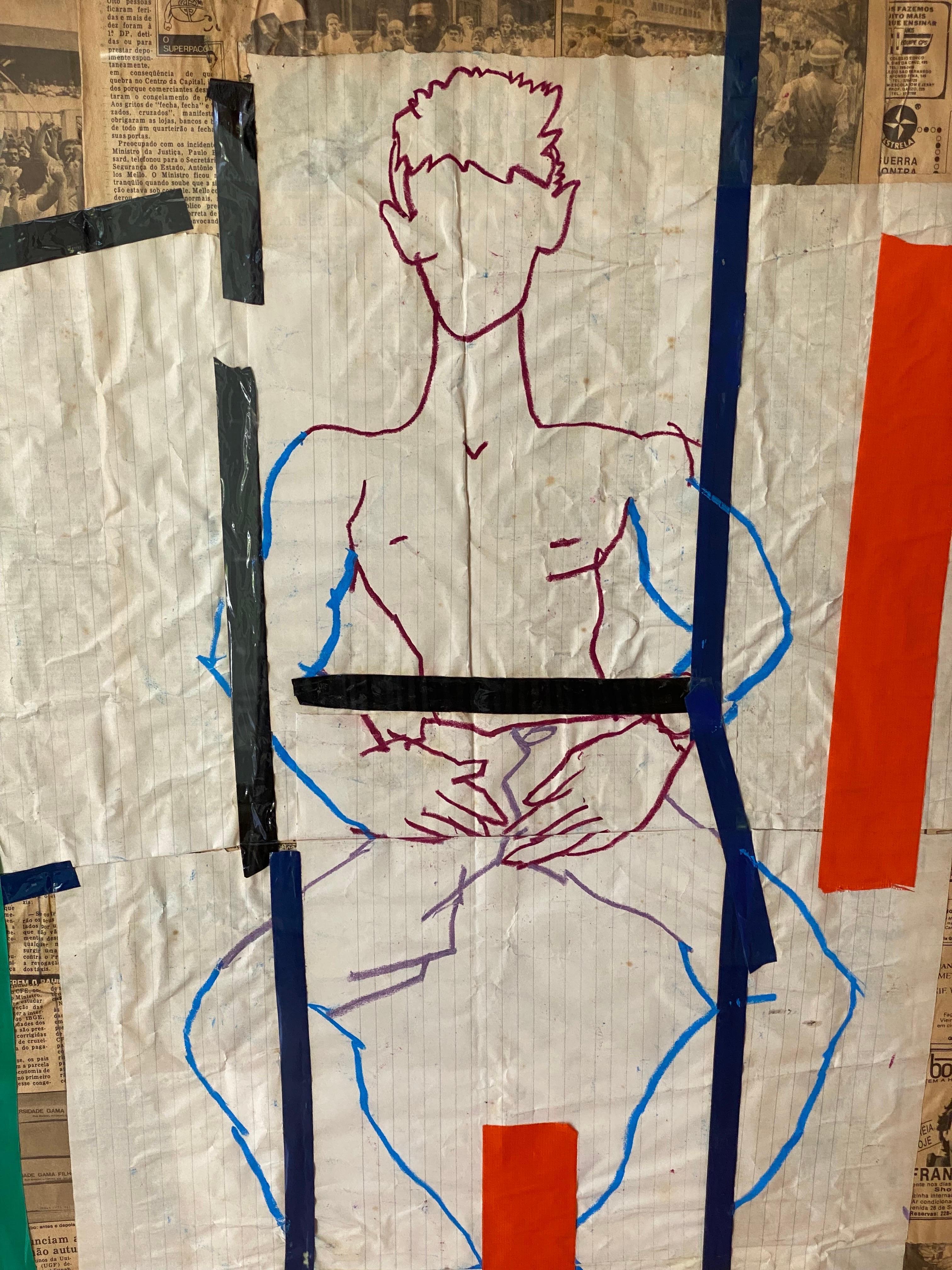 Américain Collage technique mixte d'un nu masculin par Richard Giglio en vente