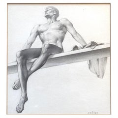 "Nudo maschile su tavola", disegno fine di Alexander Cañedo "Nudo maschile su tavola", disegno fine di Alexander Cañedo
