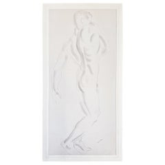 "Desnudo masculino, vista lateral", dibujo fantasmal para esculturas de boxeadores de Cecil Howard