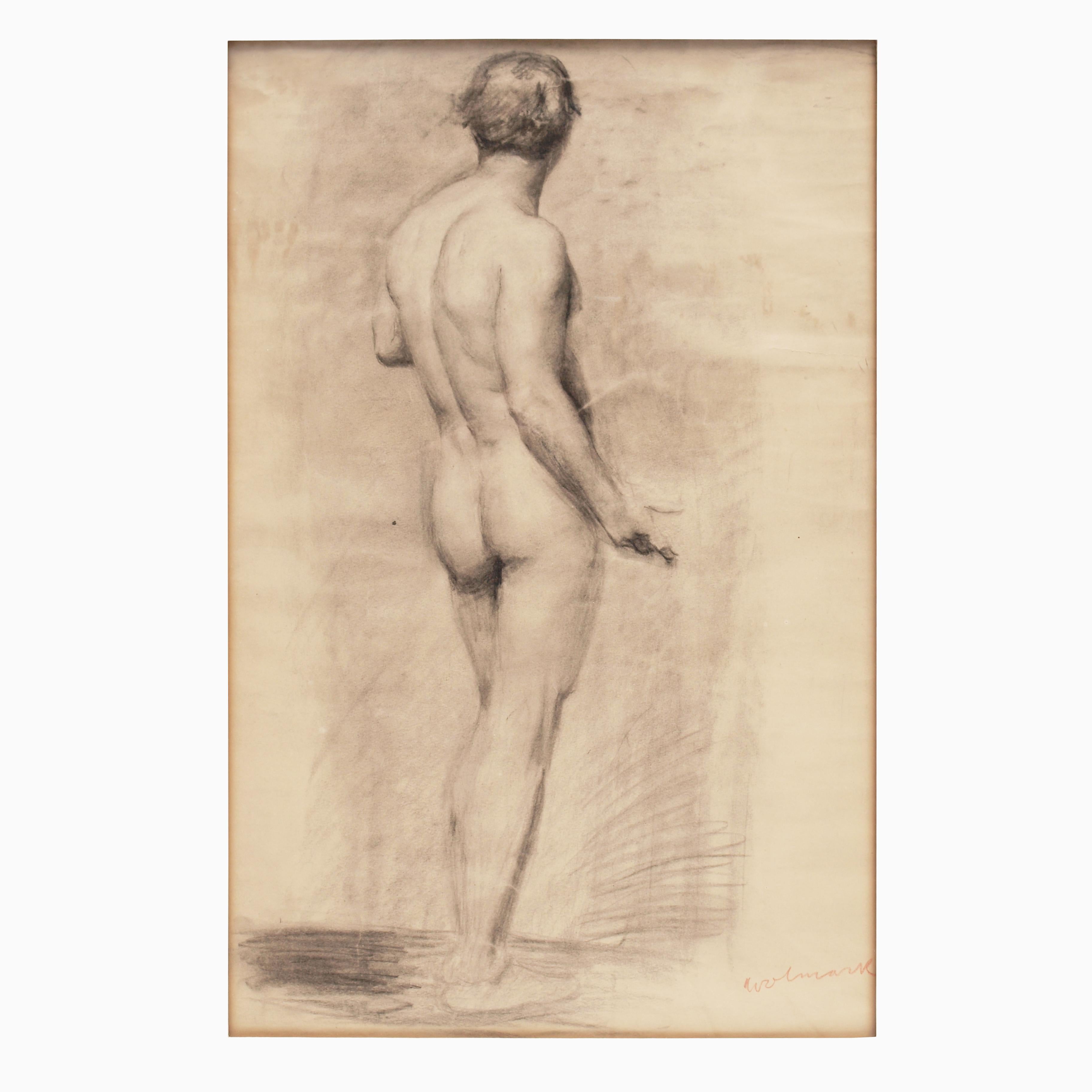 20ième siècle Étude d'un nu masculin par Alfred Aaron Wolmark 1877-1961  en vente