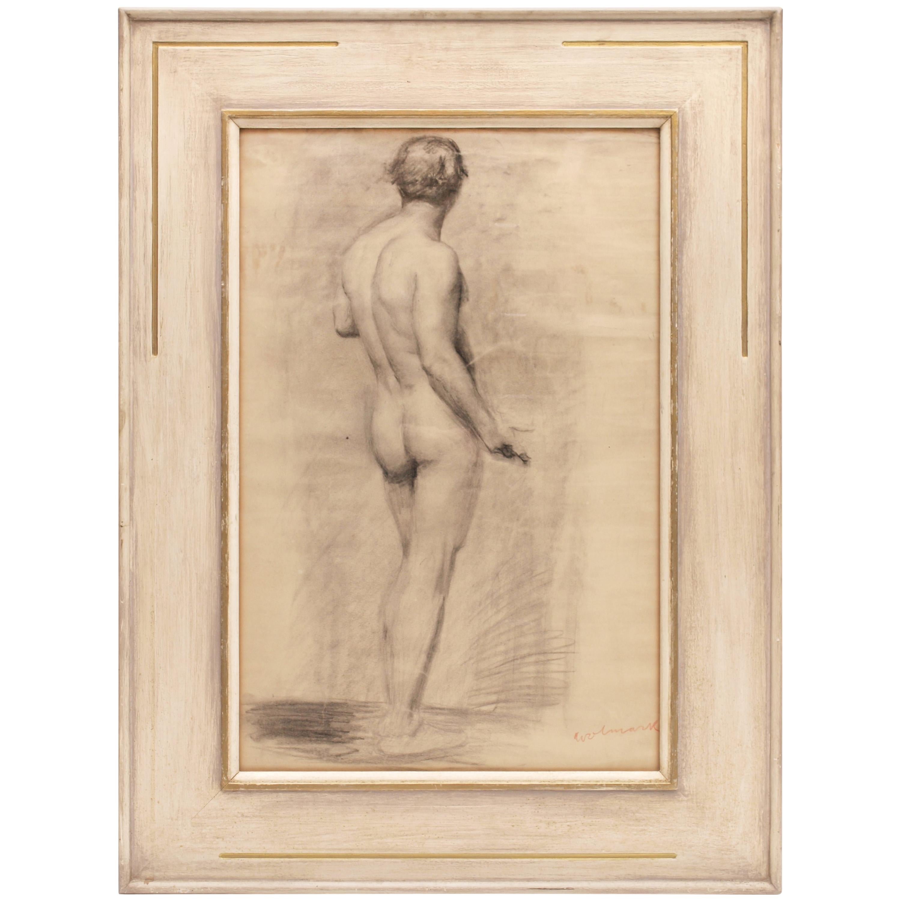 Male Nude Study by Alfred Aaron Wolmark 1877-1961  For Sale