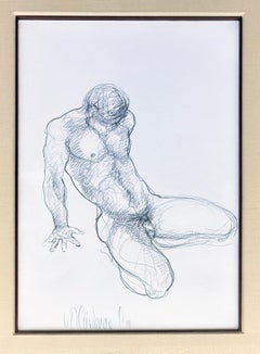 Studio di nudo maschile a matita dell'artista colombiano Cardenas, 1 di 2 (#2)