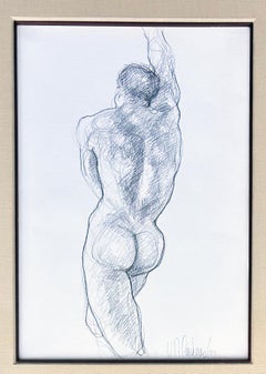 Studio di nudo maschile a matita dell'artista colombiano Cardenas, 1 di 2