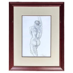 Male Nude Study Pencil Drawing by Colombian Artist Cardenas, 1 of 2