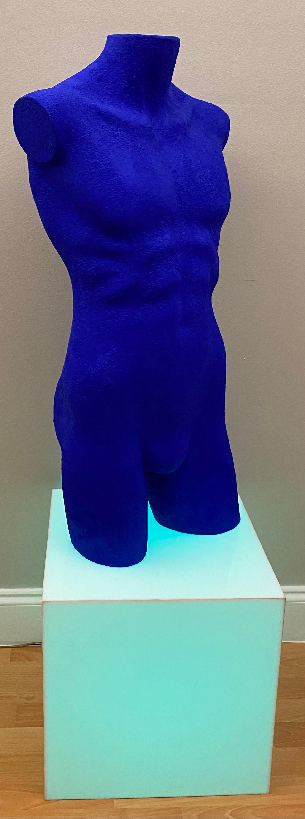 Moderne Sculpture Homme Nu Torse Bleu  en vente