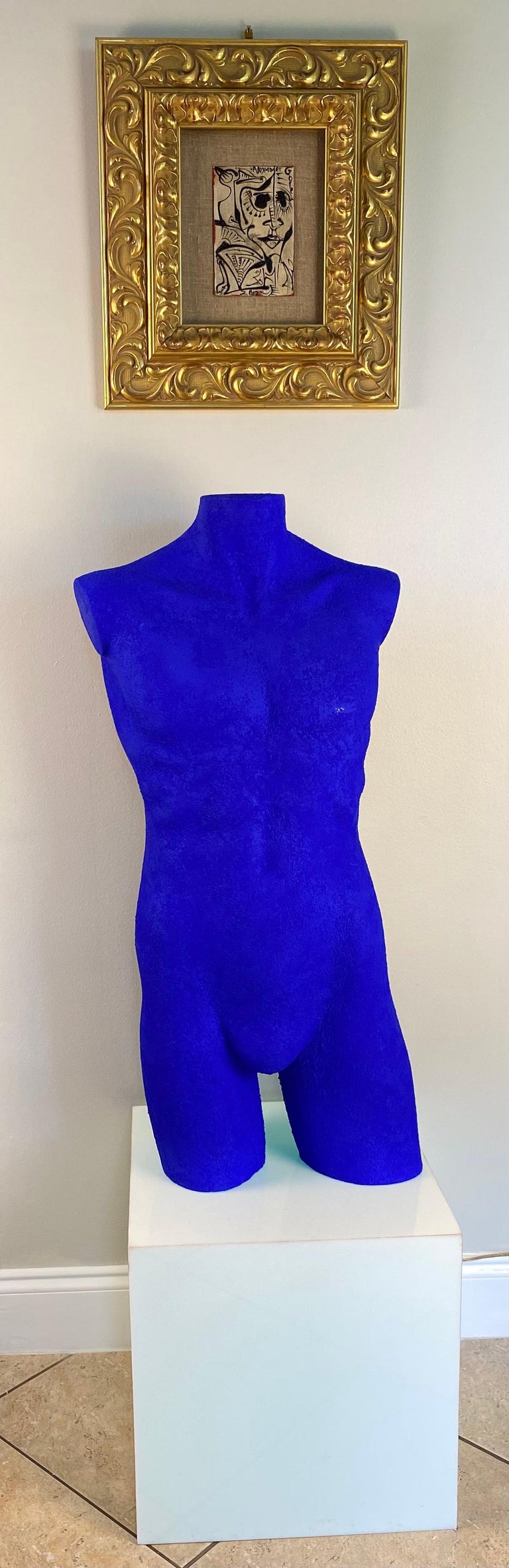 Male Nude Torso Blue Man Sculpture in the Manner of Yves Klein For Sale at  1stDibs