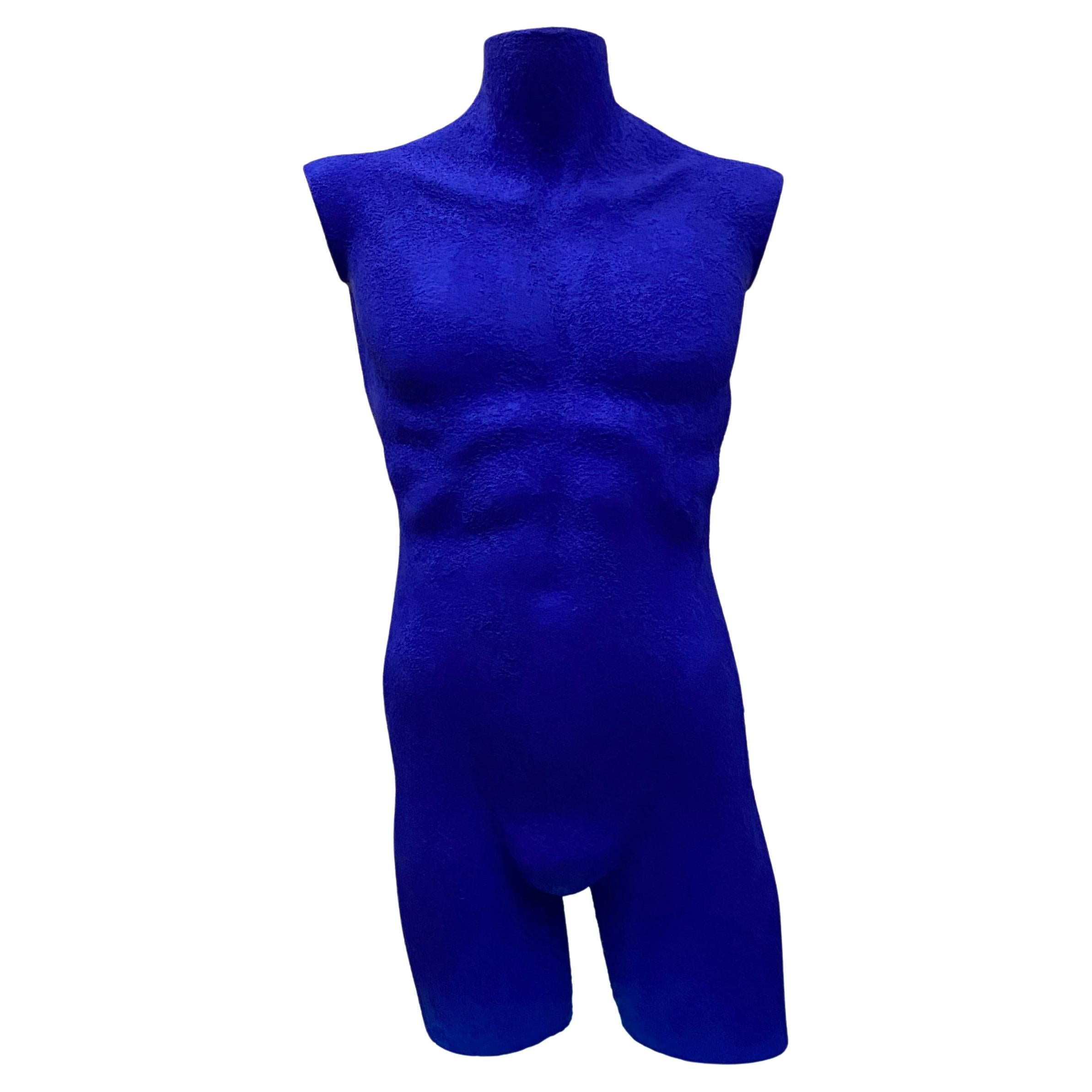 Sculpture Homme Nu Torse Bleu 