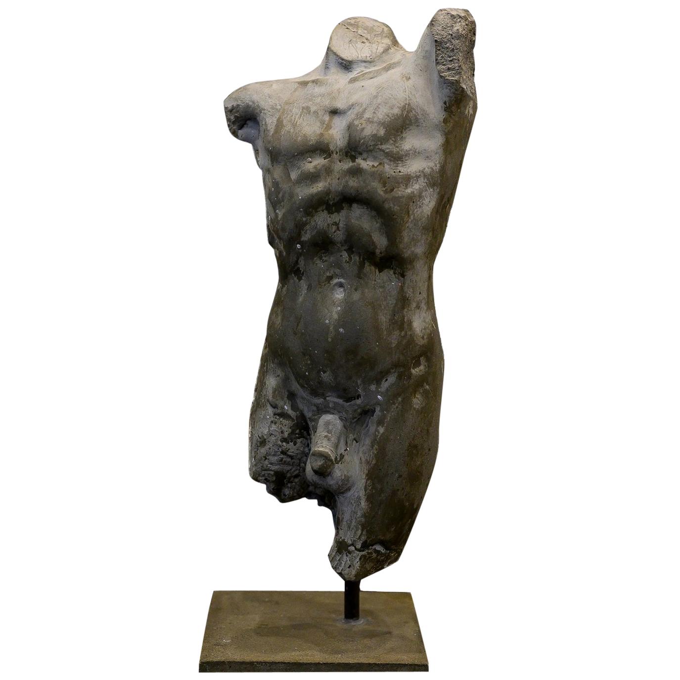Greco Roman Metal Sculpture of Male Nude Torso For Sale at 1stDibs