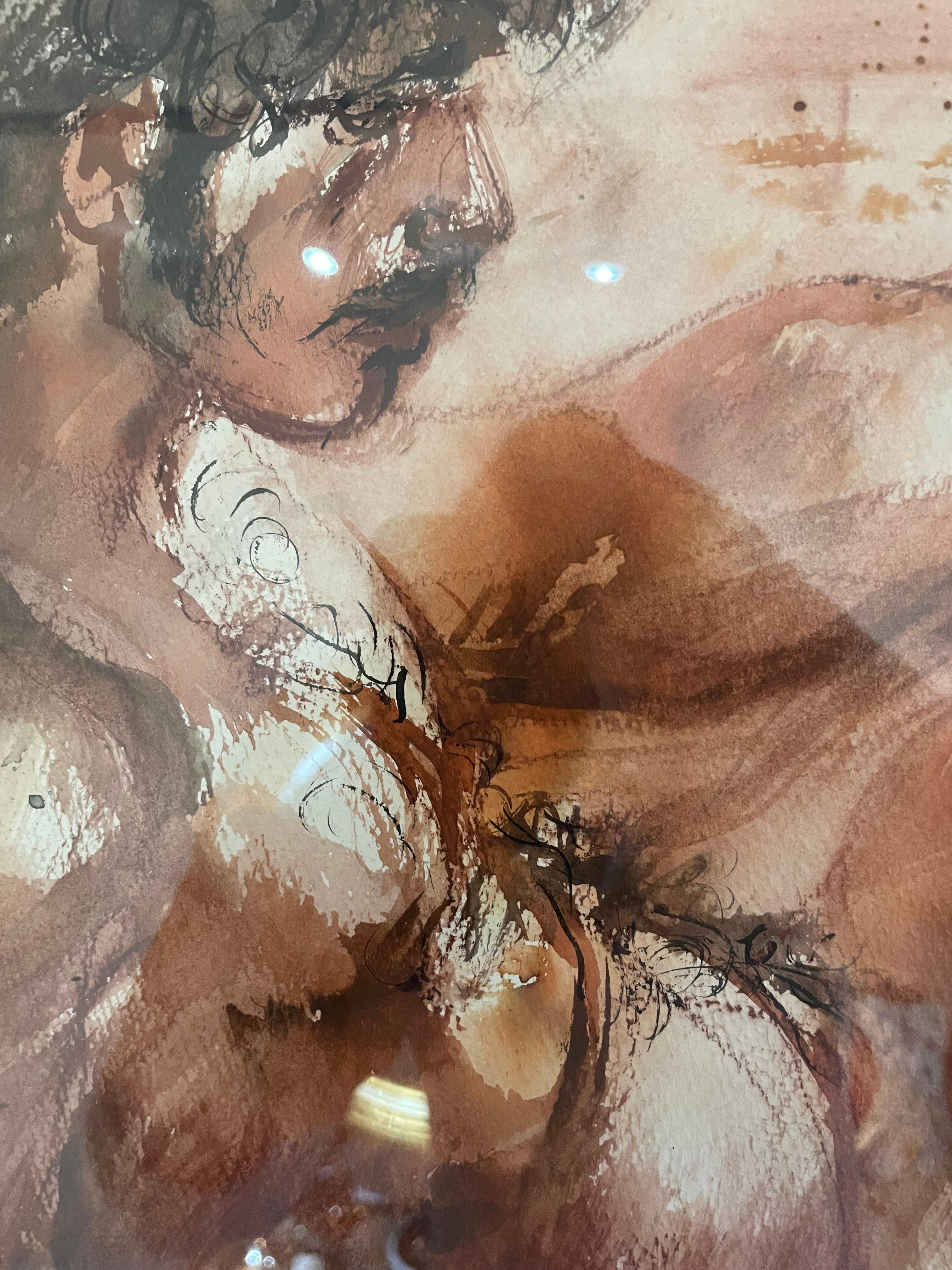 Male Nude Watercolor on Paper 4