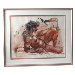 Male Nude Watercolor on Paper
